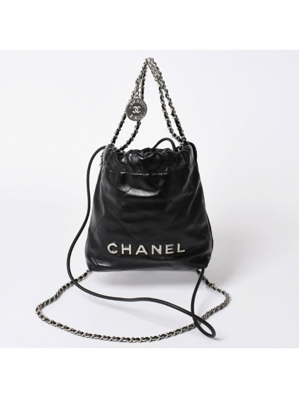 Chanel 22 Mini Bag 2-Way Stand Black Silver